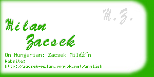 milan zacsek business card